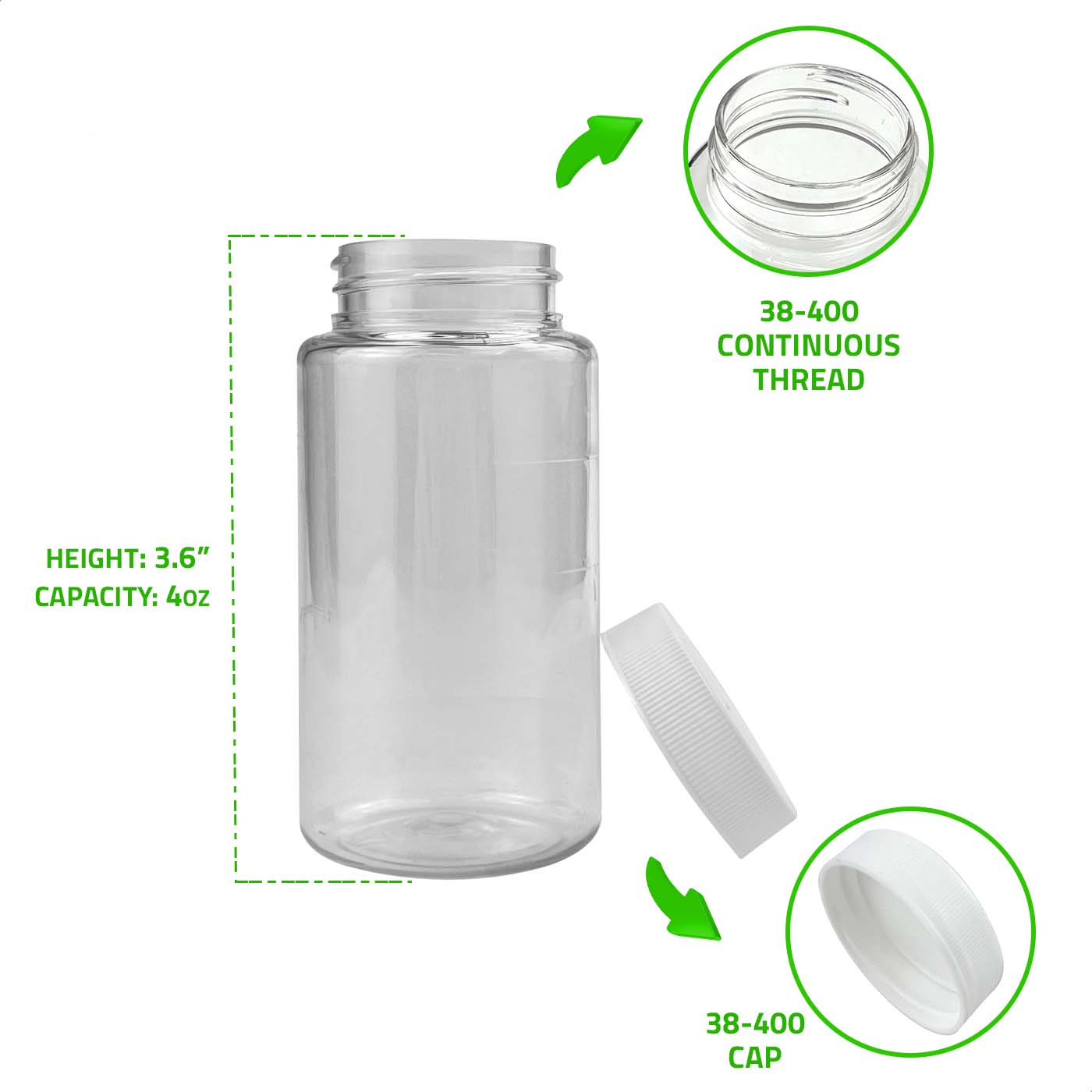 Oil Sampling Bottle - MADE IN USA - Pack of 35 Oil Analysis Sampling Clear Plastic Bottle 4 oz (120 ml) Capacity with 38-400 cap size - FDA Compliant and BPA Free